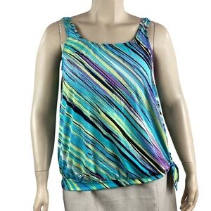 Swimsuits for All Beach Belle Tankini Top Size 18 Blue Stripe